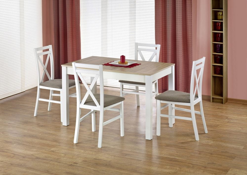 Halmar Drevený jedálenský stôl Maurycy, dub sonoma / biela
